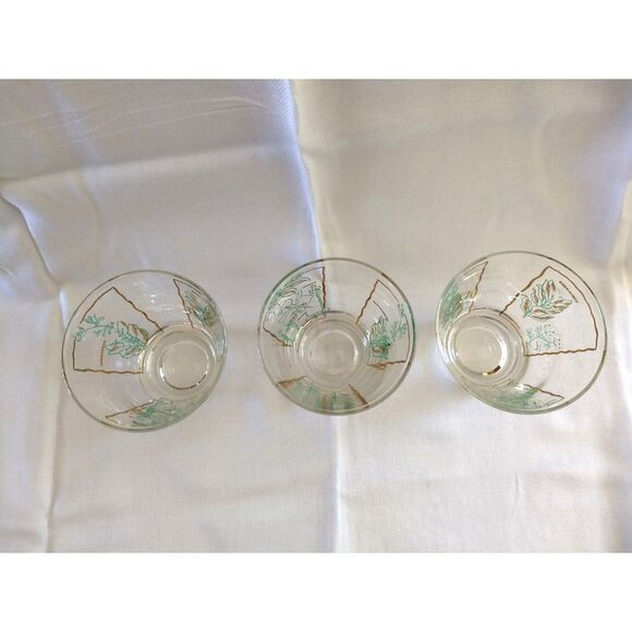 MCM Rocks Lowball Glasses Spices Green & Gold Vintage‎ Barware Set of 3 - Picture 10 of 16